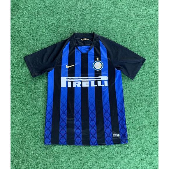 Inter Milan FC Nike Dri-Fit 2017/18 Home Blue Black Soccer Jersey Mens Small - Picture 1 of 6